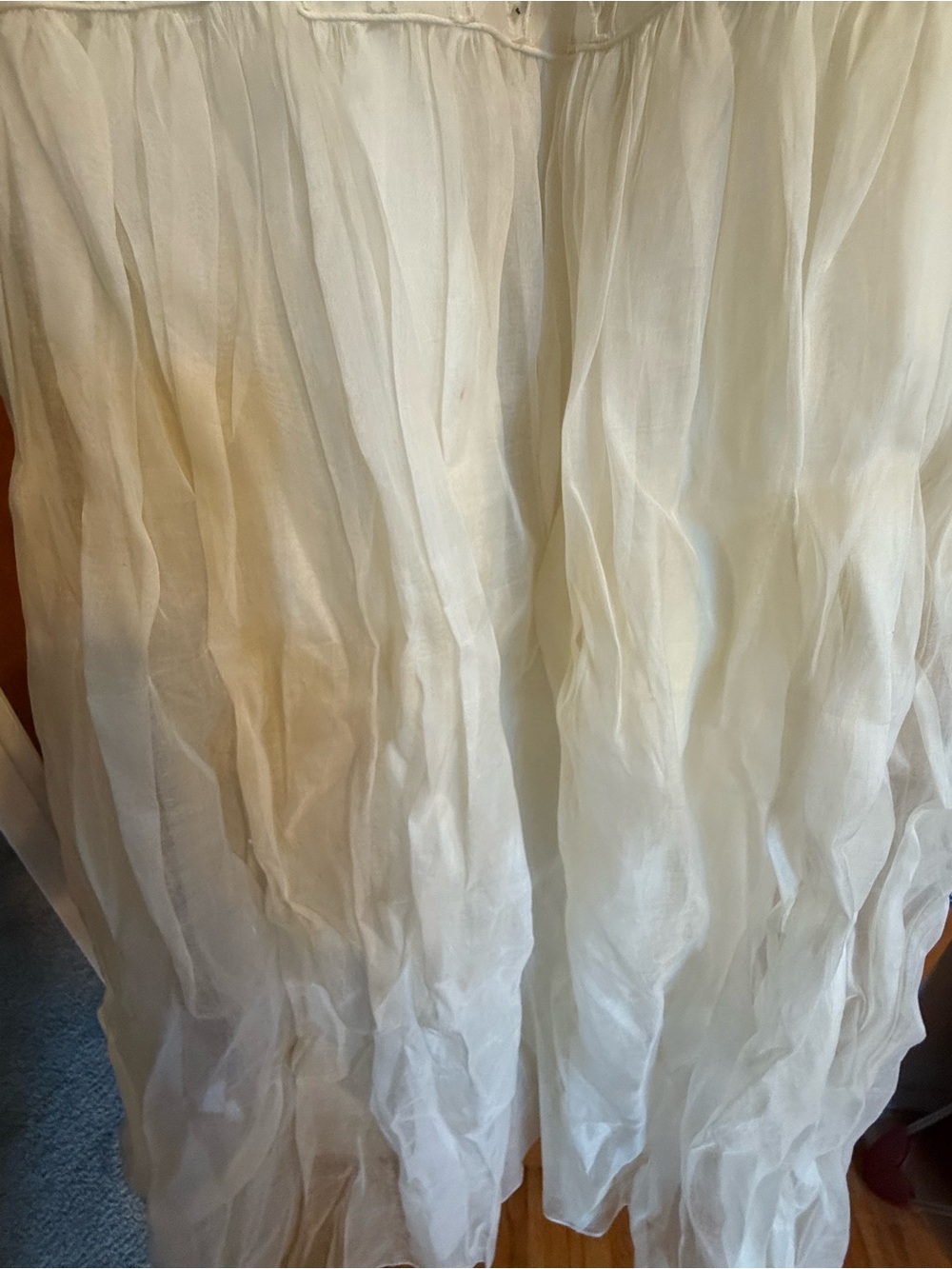 Vintage Ivory Lace Sequin Boho Cottagecore Wedding Dress - Picture 5 of 14